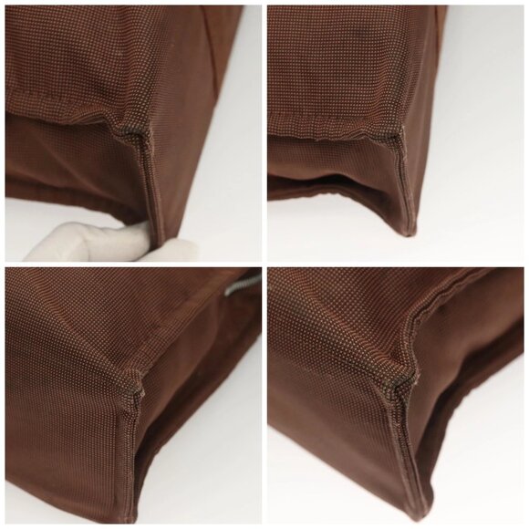 HERMES Her Line MM Tote Bag Canvas Brown Silver Auth - Picture 16 of 16